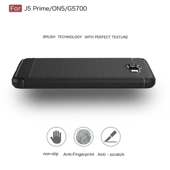 Funda Pre Samsung Galaxy J5 Prime On5 2016 Uhlíkových Vlákien Kartáčovaný Shockproof Telefón Prípade SM-G570F SM-G570F/DS Silikónový Kryt Nárazníka