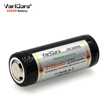 1PCS VariCore Ochrany 26650 5100mAh 3,7 V Li-lon Batériou s PCB 4A 3.6 V Napájací batérie pre Baterku