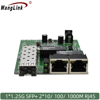 Wanglink Gigabitový média konvertor 1 SFP 2 RJ45 gigabit optického vlákna ethernet fiber optic Media Konvertor PCB