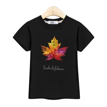 2019 Retro listy t-shirt deti oblečenie móda jeseň lístie chlapci letné tričko krátke rukávy mikiny, baby, dievčatá módne tees 3-14T