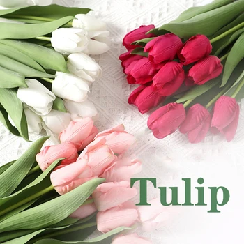 10PCS tulipán umelý kvet skutočný pocit, umelé kytice falošné kvet, svadobné, kvetinové dekorácie domov záhradné dekorácie