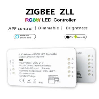 LED RGB Controller+SCS RGBW WWCW LED Pásy Radič DC12/24V Linear Light Dimmer APP LED Controller