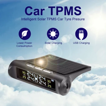 Solárne TPMS Auto Tlaku v Pneumatikách Alarm Monitor Systém 4 Externých Senzor Digitálny LCD Real-time Display Auto poplašných Systémov