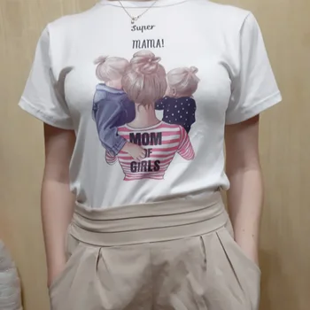 2019 Letný Deň matiek Harajuku Kawaii Super Mama T-shirt Biela Vogue Fashion Tričko Plus Veľkosť S-2XL Voľný čas T Shirt Ženy