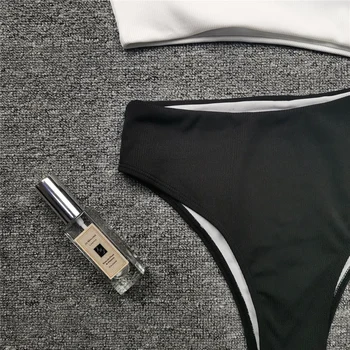 Biela Čierna Jedného Pleca Plavky Ženy Sexy Luk Uzol High Cut Out, Jednodielne Plavky Plávať Pláž Nosiť Vaňa Vyhovovali 2021 Monokiny