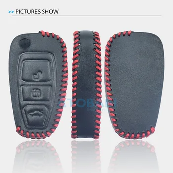 Kožené Auto Diaľkové Príveskom Kryt Pre Ford Focus Mondeo Ivct Ecosport Kuga Mondeo 3 Tlačidlá Skladací Kľúč Prípade Keychain Protector