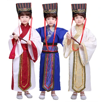 7Color Deti Starovekej Čínskej Kostým Tradičné Dynastie Úradný Fáze Výkonu Strany Odev Ľudový Tanec Hanfu Kostýmy Nastaviť