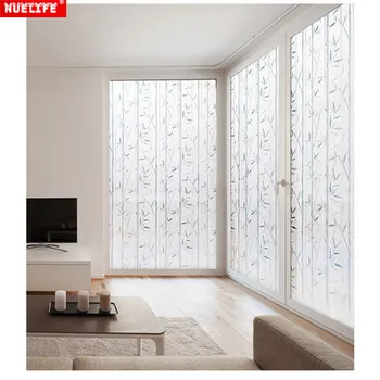 Čínsky bambus leaf elektrostatické okno film môže byť použitý opakovane v obývacej miestnosti, kancelárie, spálne, posuvné dvere, pvc okien film