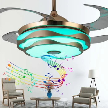 Stropný ventilátor hudby hudobné led lampa s svetlo diaľkové ovládanie mobilného telefónu APLIKÁCIU Bluetooth Moderné 42-palcový neviditeľné spálňa decor