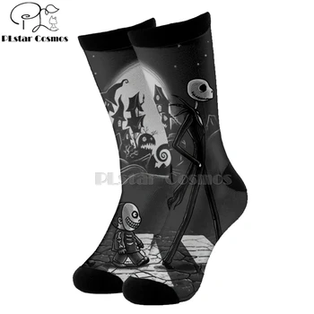 Plstar Vesmíru nočná mora pred vianocami jack skellington ponožky Cartoon 3d ponožky Vysoké Ponožky Muži Ženy vysokej kvality Halloween-5