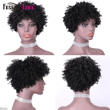 Móda Lady Ľudské Vlasy, Parochne Krátke Parochne Pre Čierne Ženy Afro Špirála Kučeravé Remy Sansy Curl Ľudské Vlasy Parochňa Brazílsky Stroj Parochňu
