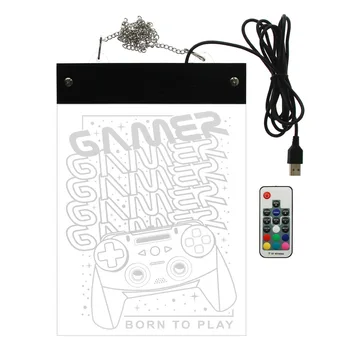 Hráči Narodení Hrať Hry Zóny LED Neónový nápis Muž Jaskyňa Chlapci Izba Gamepad Elektronické Osvetlené Značky Joystick Visí ľahkú Dosku
