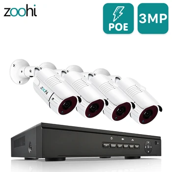 Zoohi 3MP kamerový Auta kamerovým Systémom Vonkajších CCTV Kamera Security System Súpravy, POE kamerový Systém IP66 Diaľkové