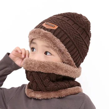 2019 Detí klobúk vlny a fleece dieťa jeseň a v zime ochranu sluchu teplé klobúk, šatku na dve skupiny mužov a dievčatá šatku móda