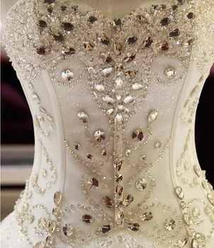 Šumivé Crystal Korálkové Drahokamu Plesové Šaty, Svadobné Šaty Princezná Čipky Nášivka Vestidos De Noiva Svadobné Šaty