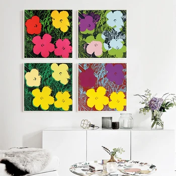 Moderná Severská Farebné Kvety Námestie Wall Art Olejomaľba Na Plátne Maľovanie Na Stenu Umenie Fotografie Pre Obývacia Izba Cuadros Domova