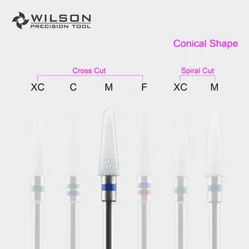 WilsonDental Burs Kužeľovitý Tvar 4.5 mm - Cross Cut - Biele Keramické - (6400305-6400605) - oxid zirkoničitý Keramické Zubné Burs