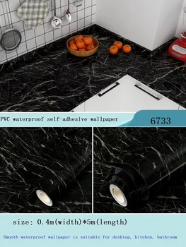Čierne hladké mramoru tapety nepremokavé PVC abstraktných de parede 3d tapety domova a kuchynský stôl