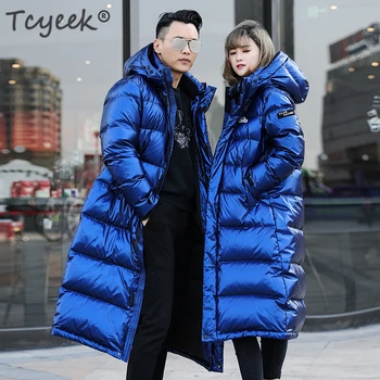 Tcyeek Žien Nadol Bunda s Kapucňou Hrubé Zimné Kabát Mužov Oblečenie 2020 kórejský Teplé Dlho Hus Nadol Bundy Módne Outwear K-8893