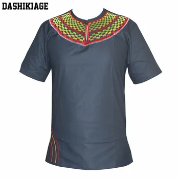 Dashikiage Mužov Afriky Slim Výšivky Krátky Rukáv Tradičné Mali Afriky Vintage T-shirt