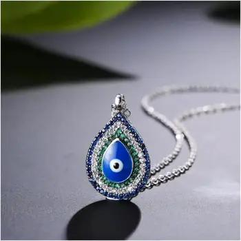 Dorado Modrá Zlé Oči Šterlingov 925 Strieborný Prívesok Náhrdelníky Reťazí Zirkón Choker pre Ženy Módne Šperky Collares 2020