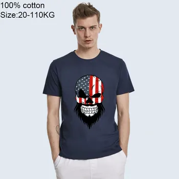 Pánske T-shirts Americký Viking Lebky t shirt mužov tričko letné bavlnené O-Neck t-shirts Viking Poriadne Fúzy Strach Fúzy dizajn