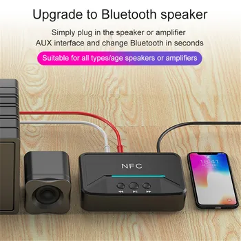 BT200 5.0 Bluetooth Prijímač Smart NFC A2DP, RCA AUX 3,5 MM Jack Adaptér Bezdrôtovej siete Suppotr USB Hrať Na AUTE Domov Reproduktor, konektor pre Slúchadlá