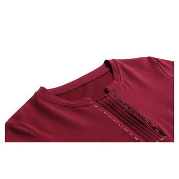 Shintimes Záhyby Patchwork T-Shirt Plus Veľkosť Tričko Ženy S Dlhým Rukávom Bavlna Tričko 2020 Klesnúť Žena Oblečenie Na Jeseň Tričko Femme