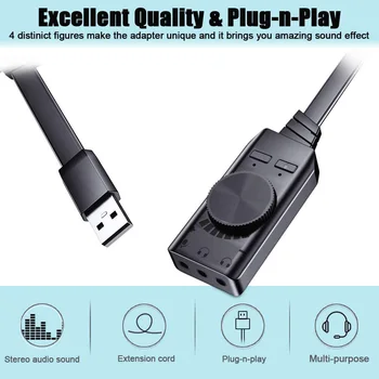 7.1 Kanálový USB Zvukovú Kartu Počítača Prenosný Externý Audio Adaptér Karty s 3,5 mm konektor pre Slúchadlá Porty