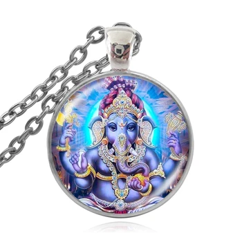 KARAIRIS Pán Ganesh Ganeš Hinduistickej Slon Náhrdelník Hinduistickej Ganesh Šperky Obrázok Tlače Sklo Cabochon Prívesok Náhrdelníky
