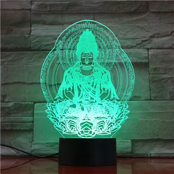 3D Led Lampa Náboženstiev Domov Posteli Dekoratívne Sochy Budhu USB Náladu Svetlo Multicolor Tabuľka Osvetlenie 688