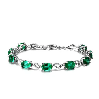 Bague Ringen Vytvorené Emerald Drahokam Náramky Pre Ženy, Skutočné 925 Sterling Silver Šperky Reťazca Kúzlo Náramok Jemný Šperk