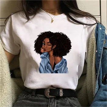Módne Čierne Dievča Vytlačené T Shirt Ženy, Melanín, Poppin Tričko Harajuku 90. rokov Tumblr Topy Tee Femme Košele Camiseta Mujer