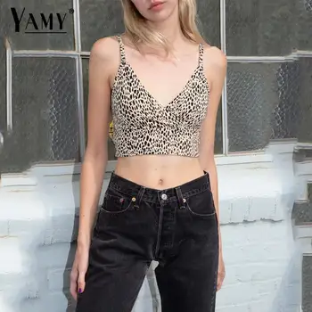 2020 Sexy Leopard plodín top ženy oblečenie letné tričko topy punk streetwear žena bežné tank top ostrihané kórejský módne topy