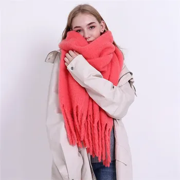 Nové jeseň/zima 2020 farbou hustý strapec imitácia cashmere jednoduché módy šatkou teplý šál dámy šátek