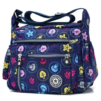 Nový vodotesný nylon veľkú kapacitu žien Messenger taška módu tlače multi-funkčná taška cez rameno vonkajšie cestovné kabelka
