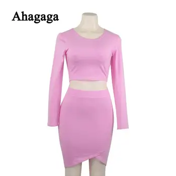 Ahagaga 2020 Letné Tepláky žien Vyhovuje Stanovuje Módny Pevné ženy kostým 2-dielna (t-shirts+Sukne) Vyhovovali Nastaviť Žena Streetwear