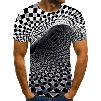2020Summer 3D Tlač Krátke rukávy t-shirts Mužov tričko Fashion Závrat Hypnotické farebné 3D Tlač T-shirt camiseta masculina