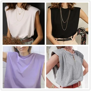 2020 Jednoduchý Dizajn Ramenný Pásik Ženy, Topy, tričká, Bavlna Pevné Pohodlie Letné Oblečenie pre Ženy Biele, Čierne Krátke O-Krku Bežné