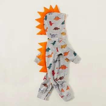 PatPat 2020 Nové Jarné a Jesenné Trendy Dinosaura Dizajn Serrate Kapucňou Jumpsuit pre Baby Baby Boy Šaty