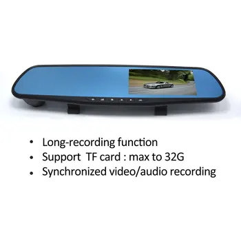 Pôvodné Sandisk micro SD kartu, Duálny objektív Auto Fotoaparát 4.3 Palcový LCD Displej Jieli 1080P Auto Záznamník dual camera široký uhol pohľadu
