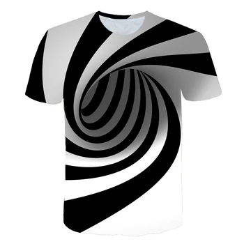 Všetci Cez Tlač 3D T Shirt chlapcov dievčatá Vtipné tričko Čiernej a Bielej Špirály Vzor Grafiky deti t-Shirt