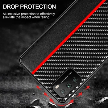 GRMA Uhlíkových Vlákien Textúry Kože Zadný Kryt pre Xiao POCO M3 POCO X3 NFC Prípade Shockproof Kryt pre Xiao Mi 11 10 TON Pro Prípade