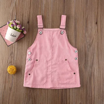 2020 Detské Oblečenie 0-5T Batoľa Detský Baby Girl Mini Retro Šaty Popruh Menčestrové Šaty na Traky Pevné Nohavice