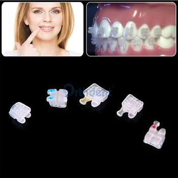5 Políčok Zubné Keramické Zátvoriek hranatých Zátvorkách ORMAER Zubné Ortodontická, Stredová Výstuha Roth/MBT 022 Háčik 3-4-5