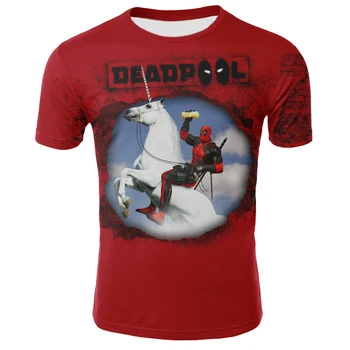Fulian Anime Hrdinovia Deadpool 3D Vytlačené T-shirt Mužov a Deti T-shirt Wade Deadpool T-shirt