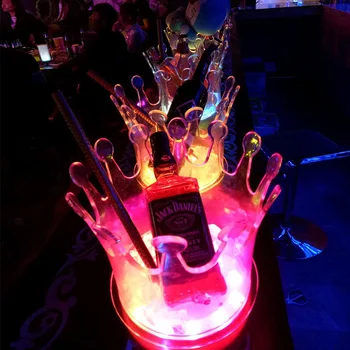 Korunu Šampanské Ľadové Vedro LED Pivo Držiteľ Bar Chladnejšie Kontajner Akryl Transparentný Ice Dekorácie