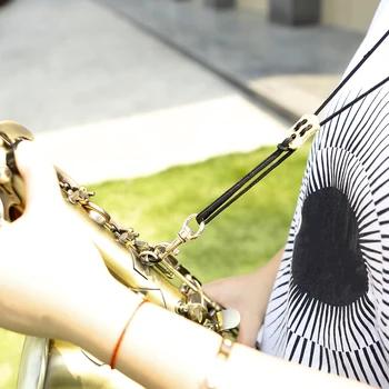 Krk Saxofón Milovníkov Hudby, Hranie Príslušenstvo Nastaviteľné Ramenný Kožený Postroj Opasok s Kovovou Prackou
