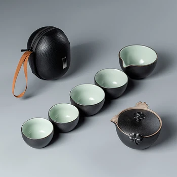 TANGPIN keramická kanvica s 4 šálky čaju nastaviť prenosné cestovné čaj nastaviť drinkware