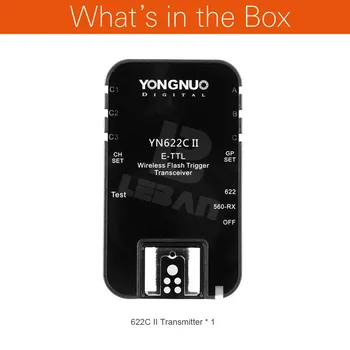 YONGNUO Aktualizované YN622C II Jeden Vysielač HSS E-TTL Flash Trigger H-rýchlosť synchronizácie pre Canon